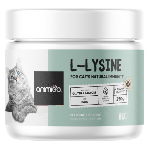 Lysine for cats - 250g Powder - Supports Overall Health and Well-being - Animigo