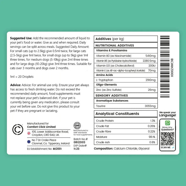 Nutritional Information of Animigo Pet Calming Drops