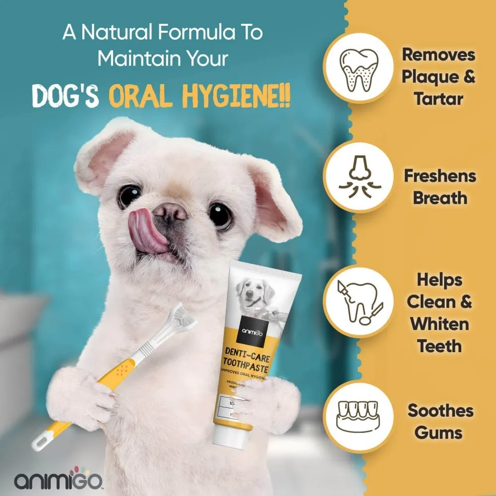 Benefits of Animigo’s puppy toothpaste and brush kit