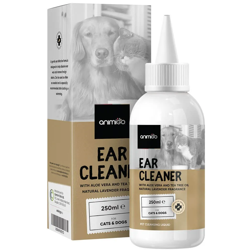 Easy-to-use bottle of Animigo’s Cat & Dog Ear Cleaner