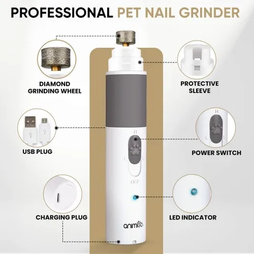GetUSCart- Dog Nail Grinder with LED Light, Rechargeable Dog Nail Grinder  for Large Dogs, Medium & Small Dogs, Professional Pet Nail Grinder for Dogs  Quiet Soft Puppy Grooming, Cat Nail Grinder, Dog