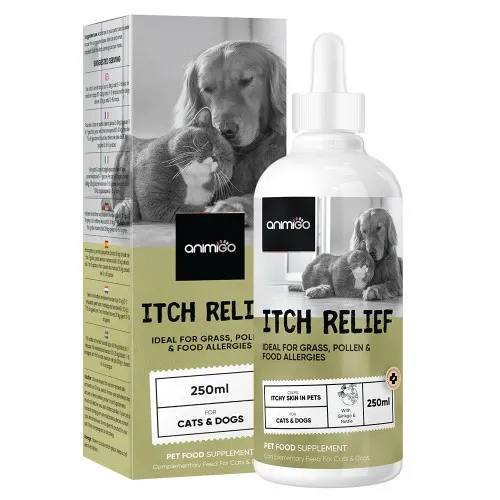 Dog Itchy Skin Liquid - 250 ml - Helps To Take Care of Your Pets Skin & Coat - Animigo