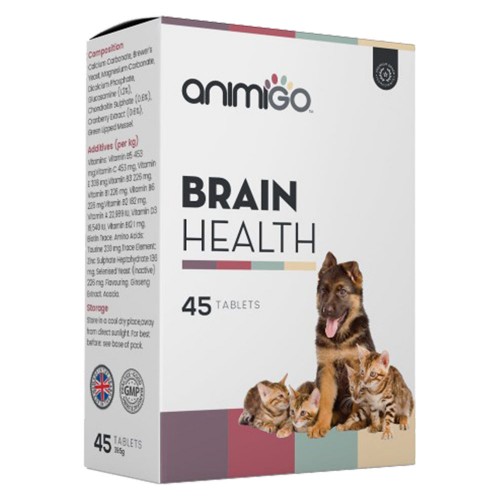 Brain Health - Brain Vitality Support Supplement for Cats and Dogs - Animigo - 45 Tablets 