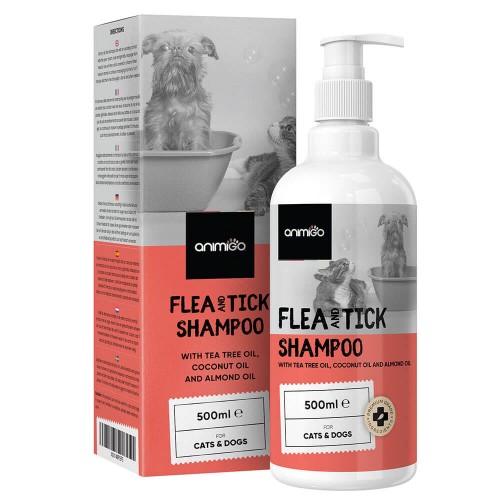 Flea & Tick Shampoo for Cats and Dogs - Potent antibacterial ingredients - Tackles ticks and fleas without chemicals - 500ml