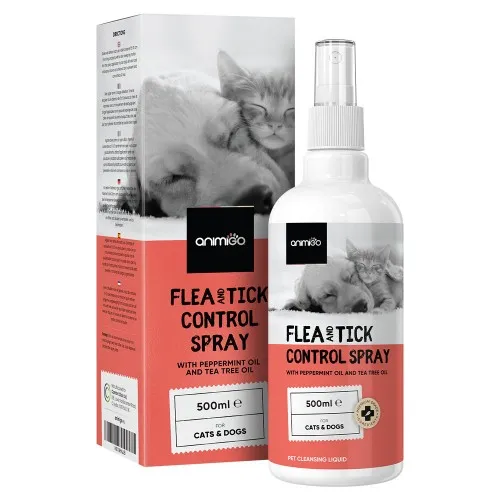 Flea & Tick Spray - 500 ml - Ticks & Flea Treatment For Dogs & Cats - Pest Cleansing Liquid - Animigo