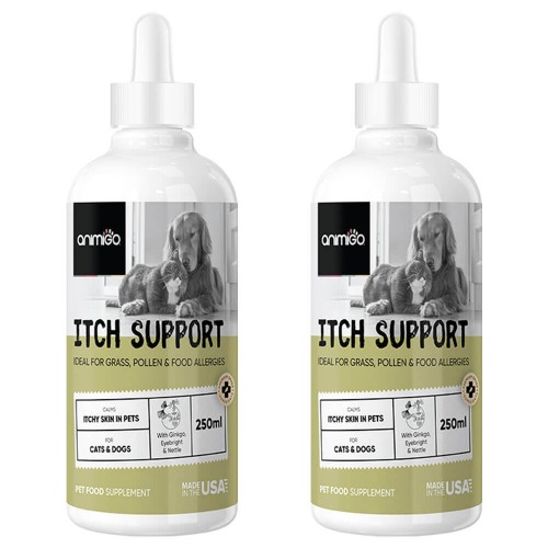 Image of Itch Relief for Cats & Dogs - Premium Natural Allergy Aid For Pets - 250ml Liquid Drops - 2 Pack