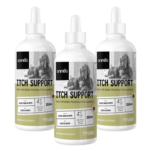 Image of Itch Relief for Cats & Dogs - Premium Natural Allergy Aid For Pets - 250ml Liquid Drops - 3 Pack