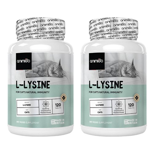 Image of L-Lysine for Cats - Natural Immunity Aid Supplement For Kittens & Cats - 240 Tablets - 2 Pack