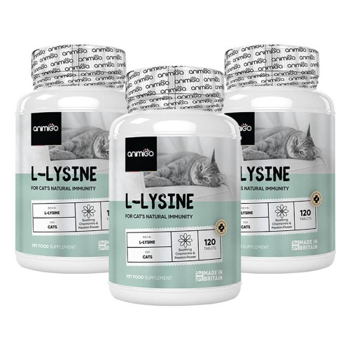 Image of L-Lysine for Cats - Natural Immunity Aid Supplement For Kittens & Cats - 360 Tablets - 3 Pack