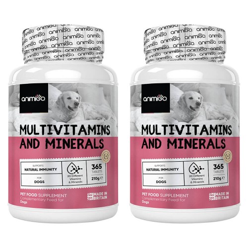 Image of Multivitamins & Minerals for Dogs - Natural Wellbeing Food Supplement - 365 Tablets - 2 Pack