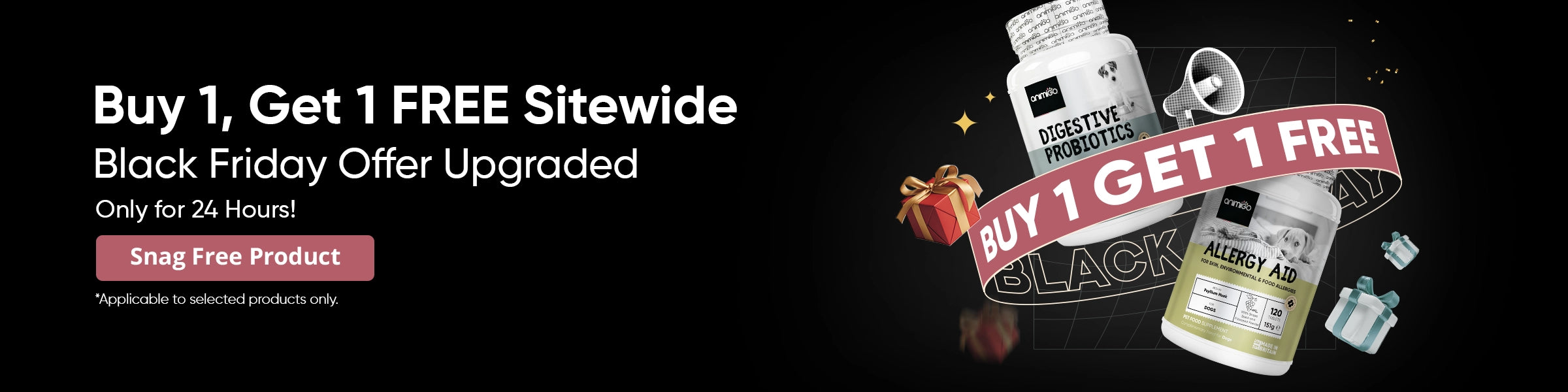 Buy any 1 pet care product and get any second product for free, sitewide