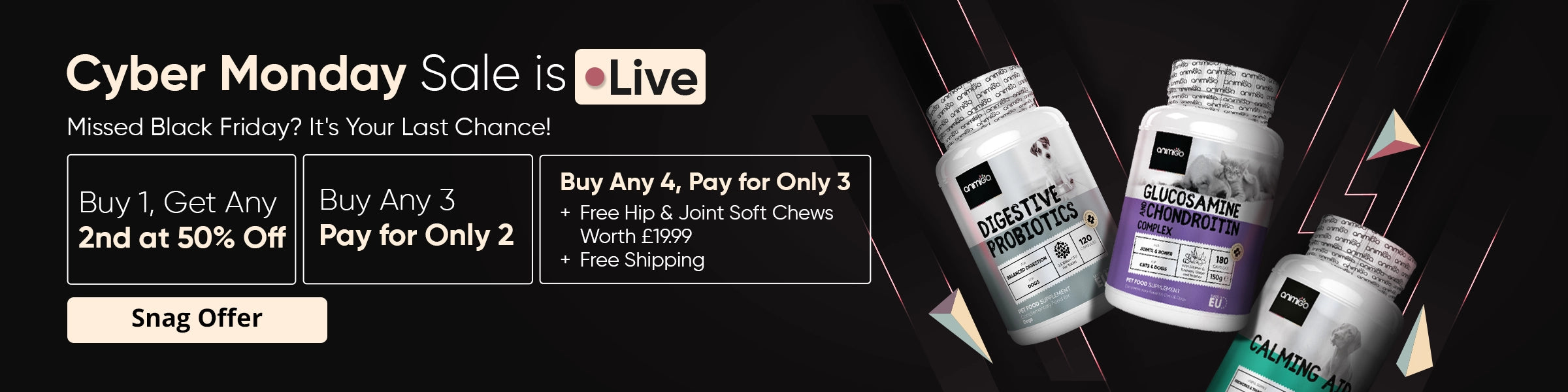 Save on all pet care products with our Cyber Monday offer.